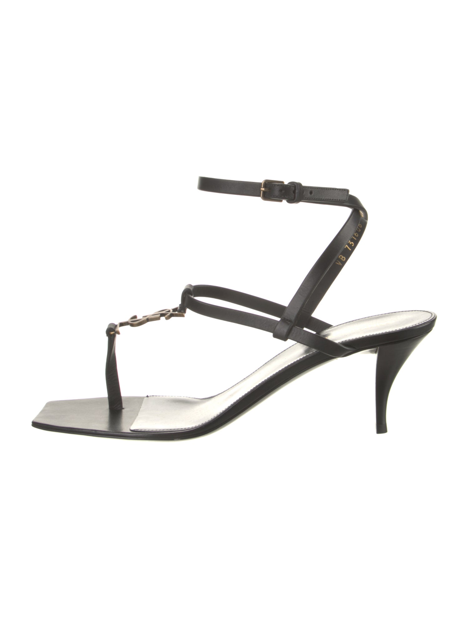 Saint Laurent Signature Logo Leather T-Strap Sandals