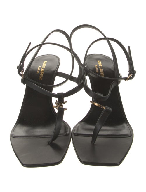 Saint Laurent Signature Logo Leather T-Strap Sandals