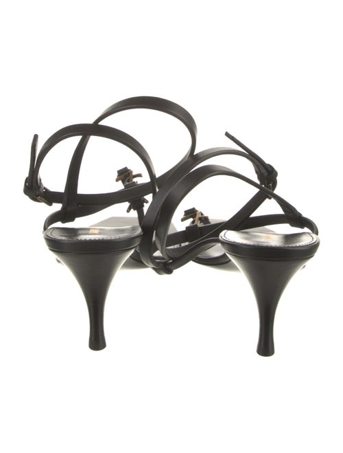 Saint Laurent Signature Logo Leather T-Strap Sandals