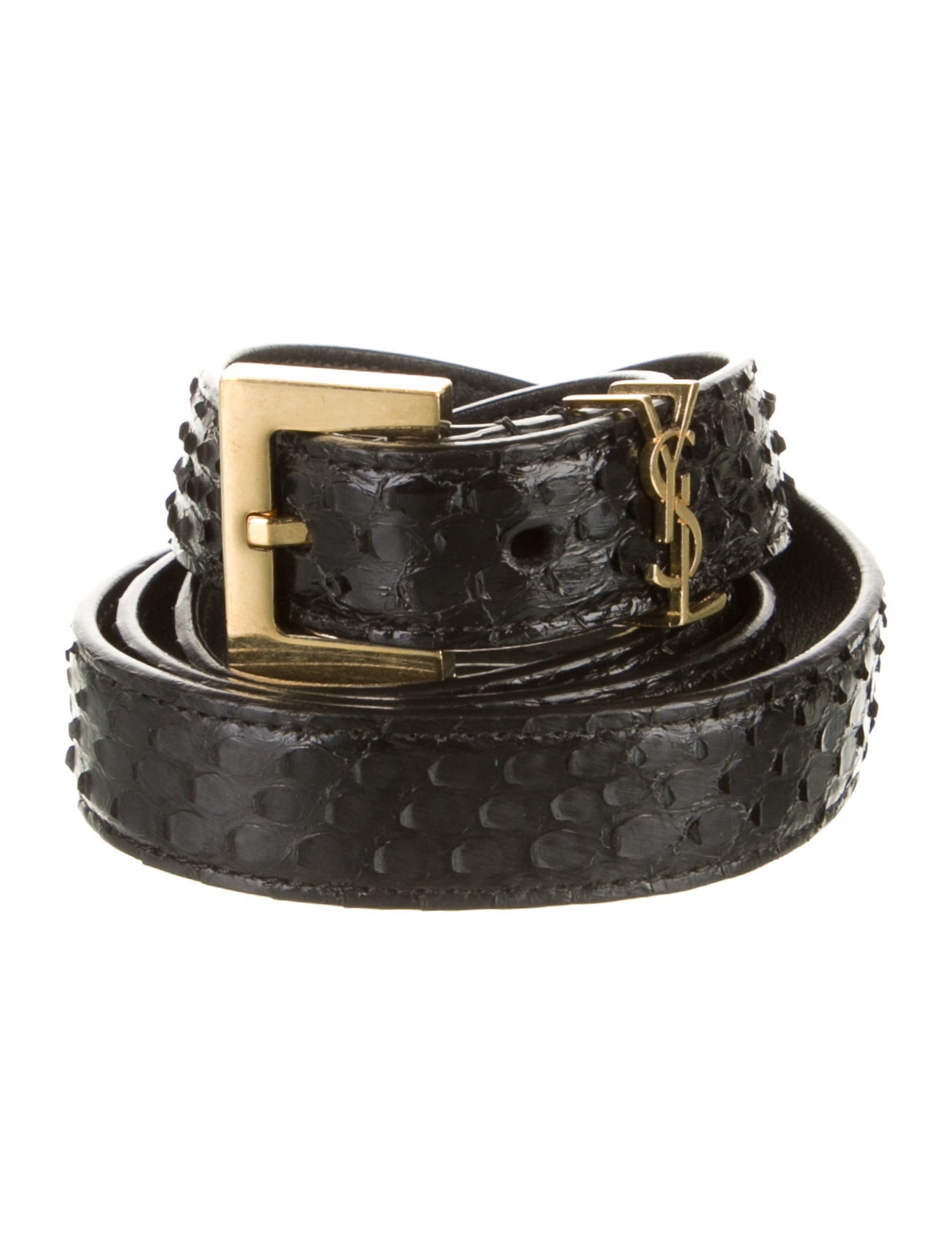 Saint Laurent Skinny Snakeskin Belt w/ Tags