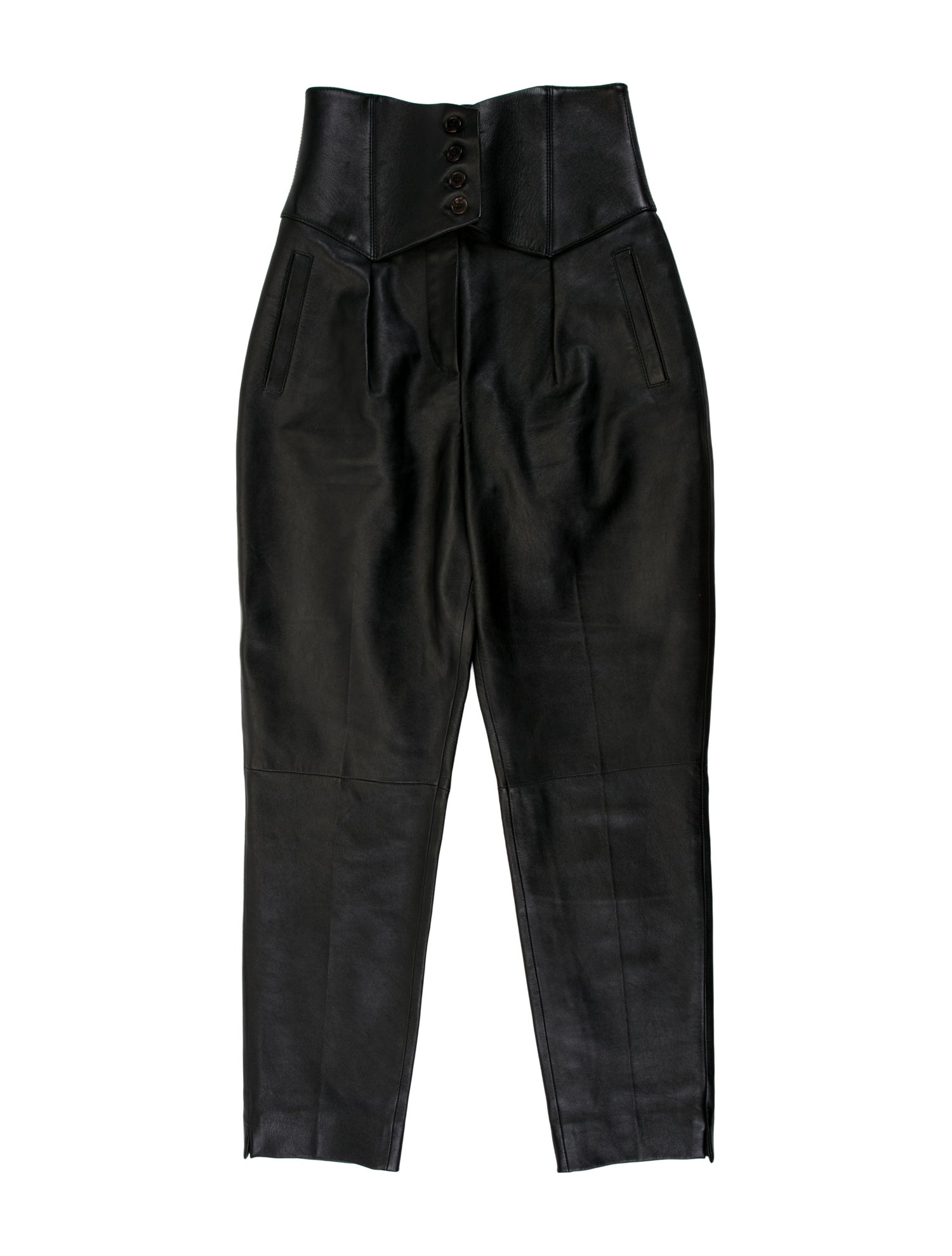 Saint Laurent Lamb Leather Straight Leg Pants