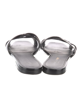 Saint Laurent Patent Leather Leather Trim Embellishment Slides