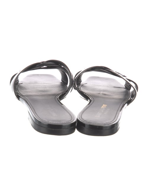 Saint Laurent Patent Leather Leather Trim Embellishment Slides