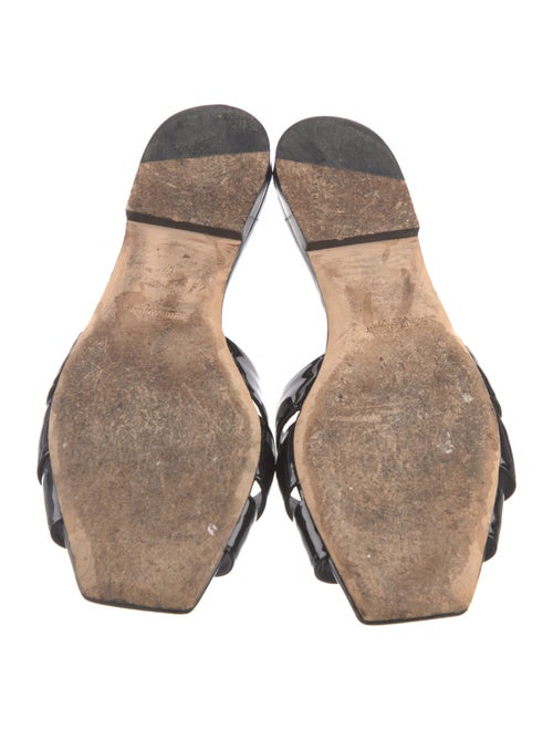 Saint Laurent Patent Leather Leather Trim Embellishment Slides