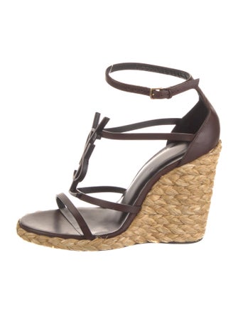 Saint Laurent Signature Logo Leather Espadrilles