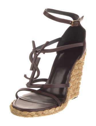 Saint Laurent Signature Logo Leather Espadrilles