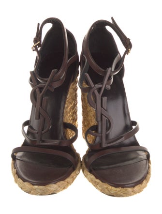 Saint Laurent Signature Logo Leather Espadrilles