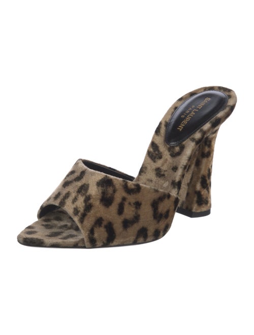 Saint Laurent Velvet Animal Print Slides