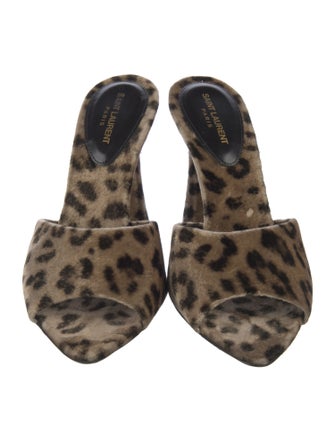 Saint Laurent Velvet Animal Print Slides