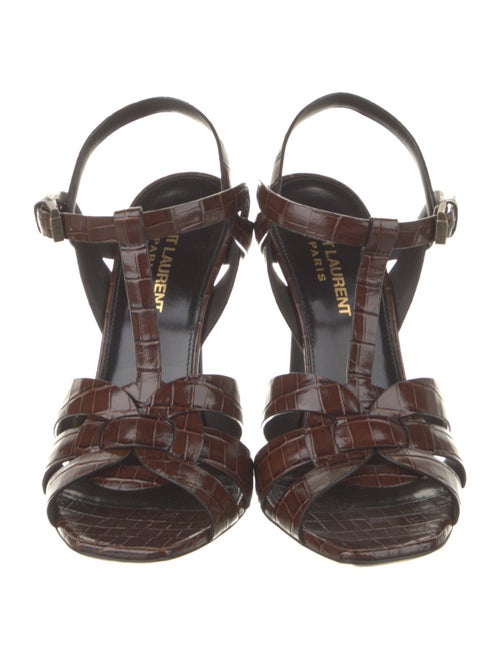 Saint Laurent Embossed Leather T-Strap Sandals