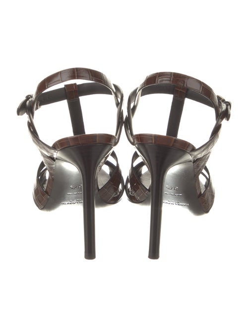 Saint Laurent Embossed Leather T-Strap Sandals