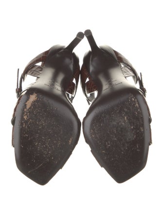 Saint Laurent Embossed Leather T-Strap Sandals