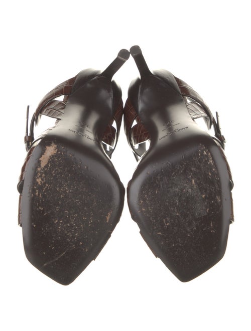 Saint Laurent Embossed Leather T-Strap Sandals