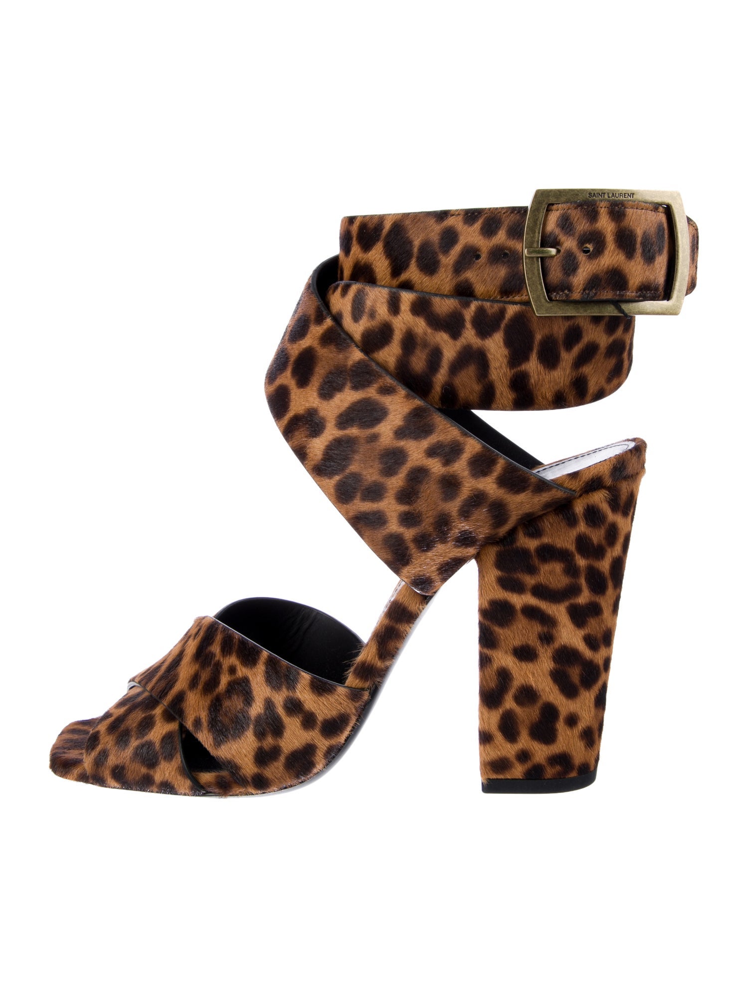 Saint Laurent Ponyhair Animal Print Sandals w/ Tags