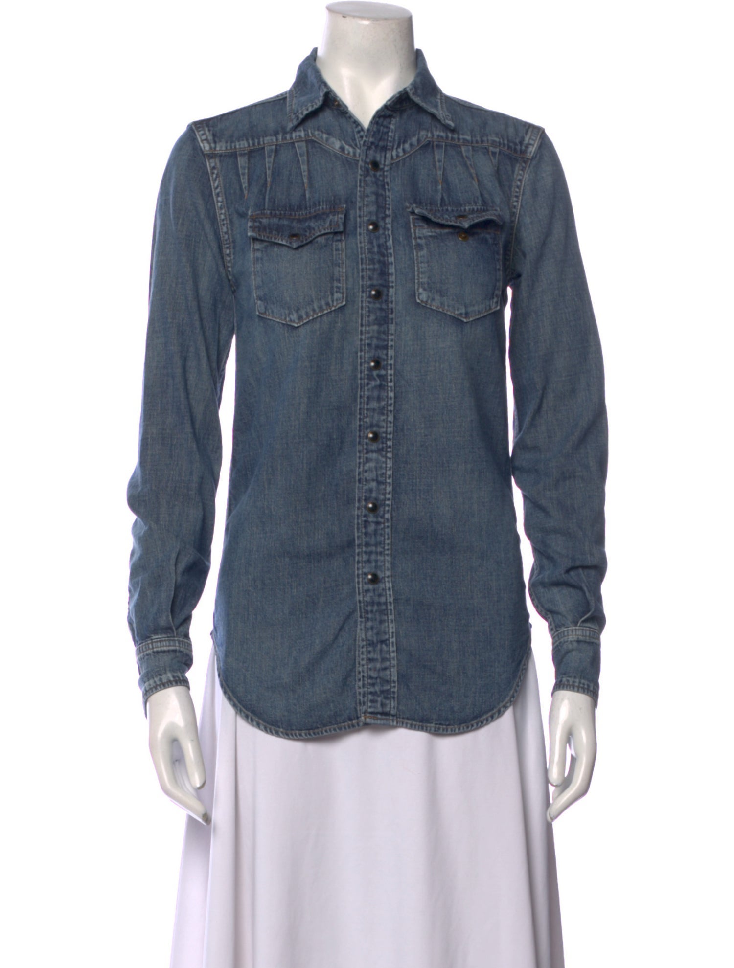 Saint Laurent Long Sleeve Button-Up Top