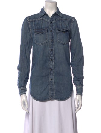 Saint Laurent Long Sleeve Button-Up Top