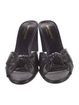 Saint Laurent Leather Ruffle Embellishment Slides