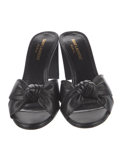 Saint Laurent Leather Ruffle Embellishment Slides