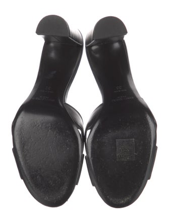 Saint Laurent Leather Ruffle Embellishment Slides