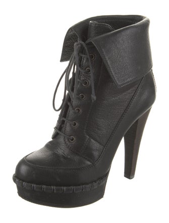 Yves Saint Laurent Rive Gauche Leather Lace-Up Boots