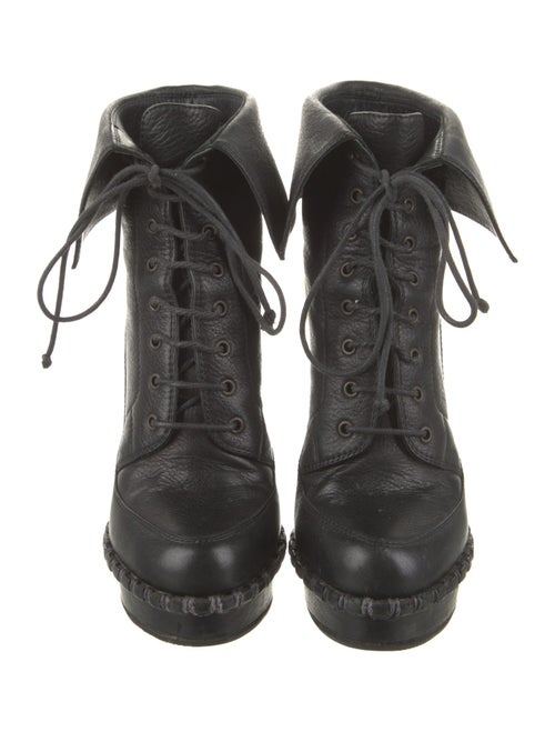 Yves Saint Laurent Rive Gauche Leather Lace-Up Boots