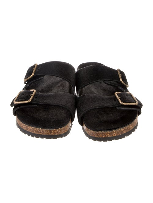 Saint Laurent Calf Hair Colorblock Pattern Slides