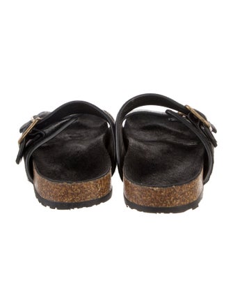 Saint Laurent Calf Hair Colorblock Pattern Slides