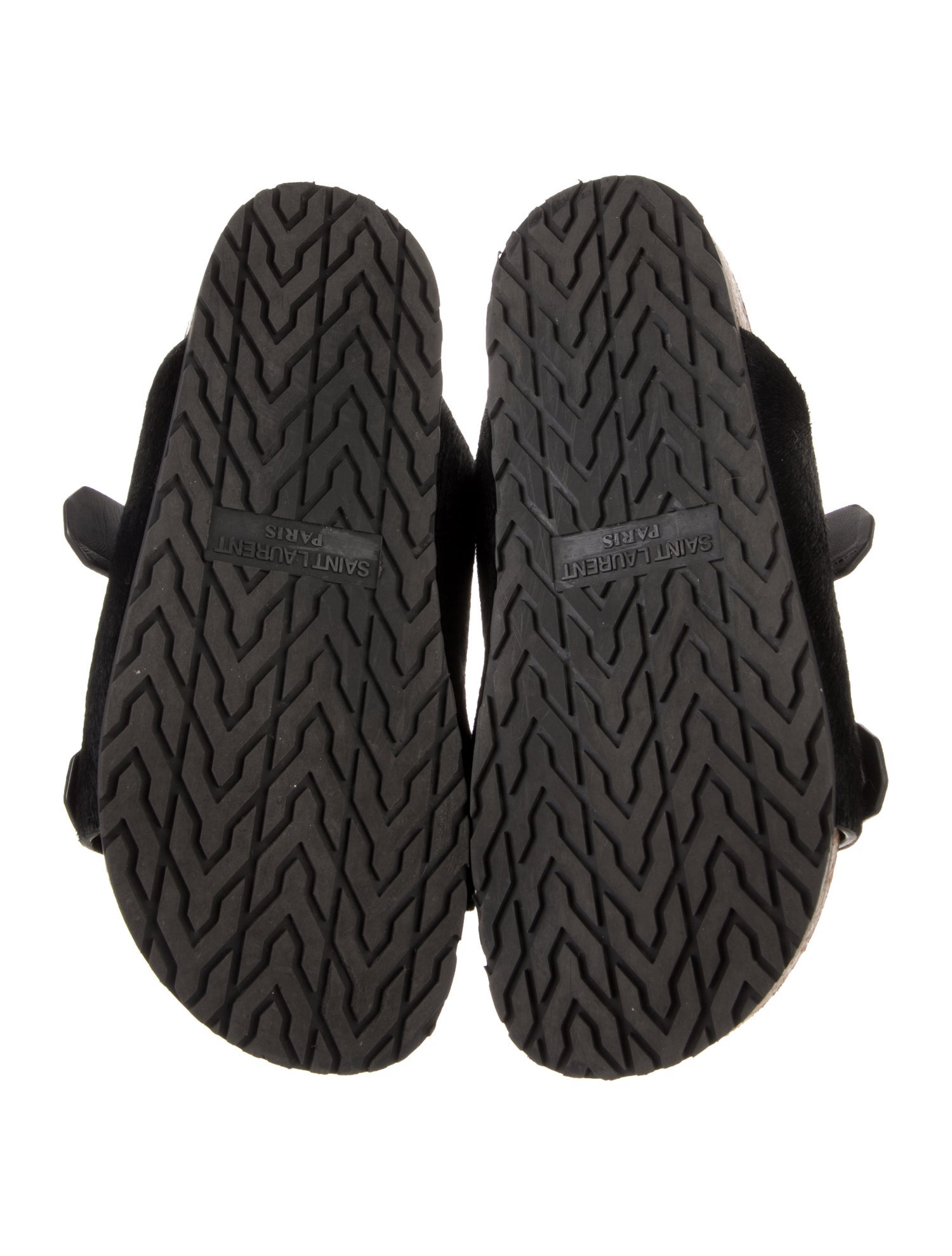 Saint Laurent Calf Hair Colorblock Pattern Slides
