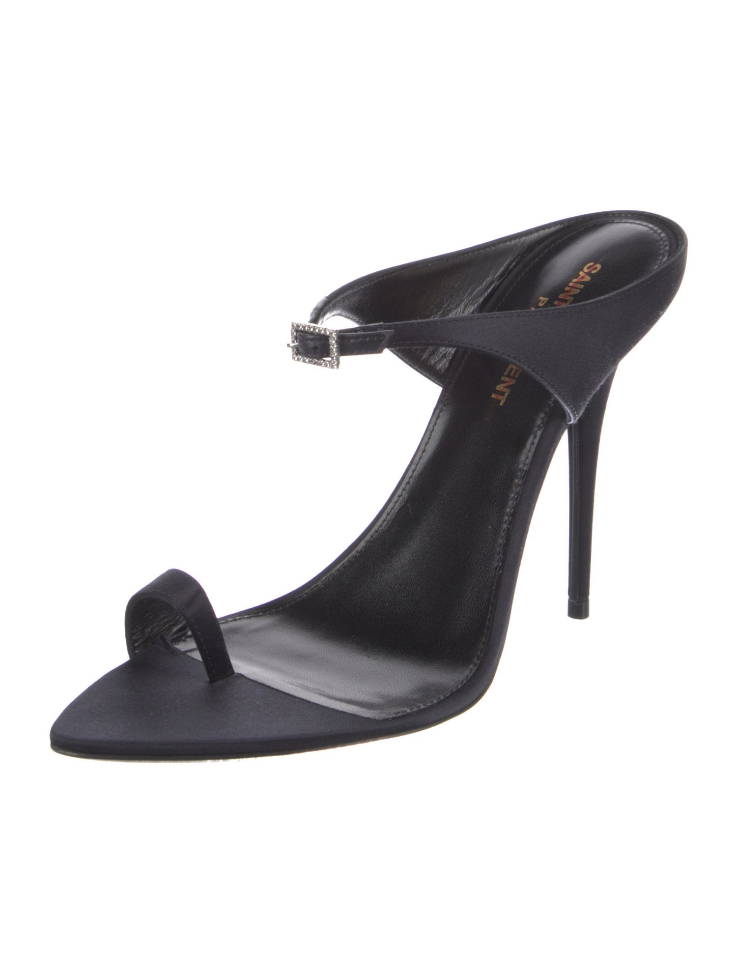 Saint Laurent Satin Crystal Embellishments Slides