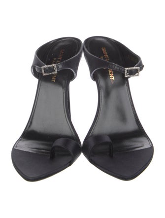 Saint Laurent Satin Crystal Embellishments Slides