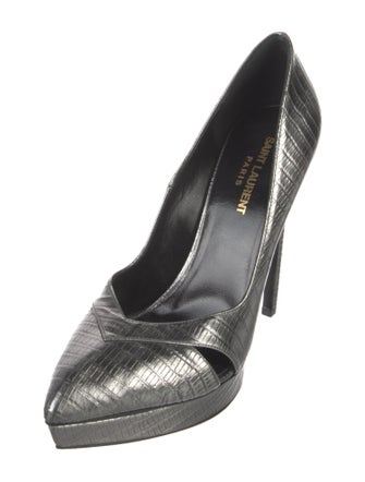 Saint Laurent Leather Cutout Accent Pumps