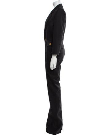 Saint Laurent Wool Plunge Neckline Jumpsuit