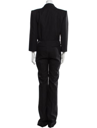 Saint Laurent Wool Plunge Neckline Jumpsuit