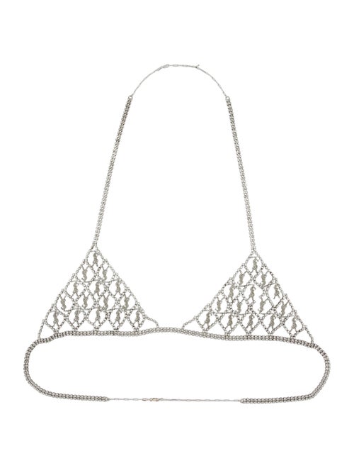 Saint Laurent Crystal Bralette Printed Crop Top