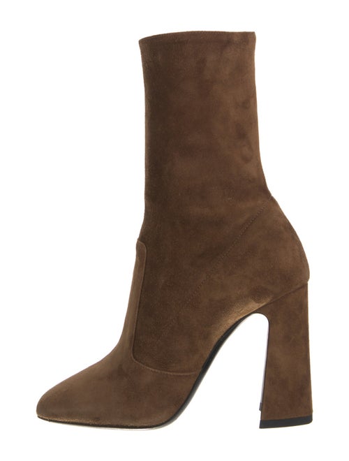 Saint Laurent Suede Leather Trim Embellishment Sock Boots