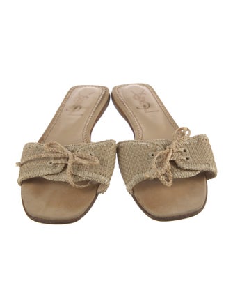 Saint Laurent Straw Braided Accents Slides