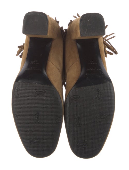 Saint Laurent Suede Fringe Trim Accent Lace-Up Boots