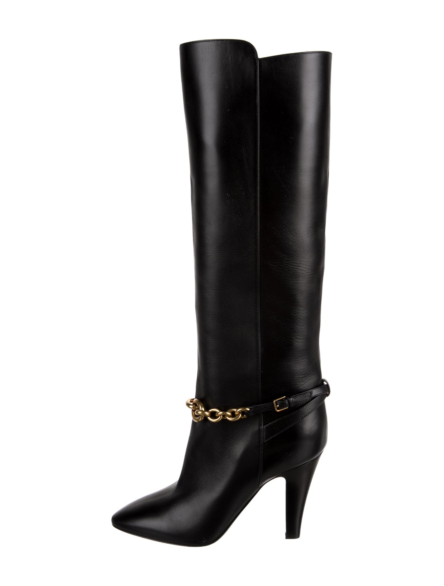 Saint Laurent Leather Chain-Link Accents Boots