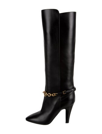 Saint Laurent Leather Chain-Link Accents Boots