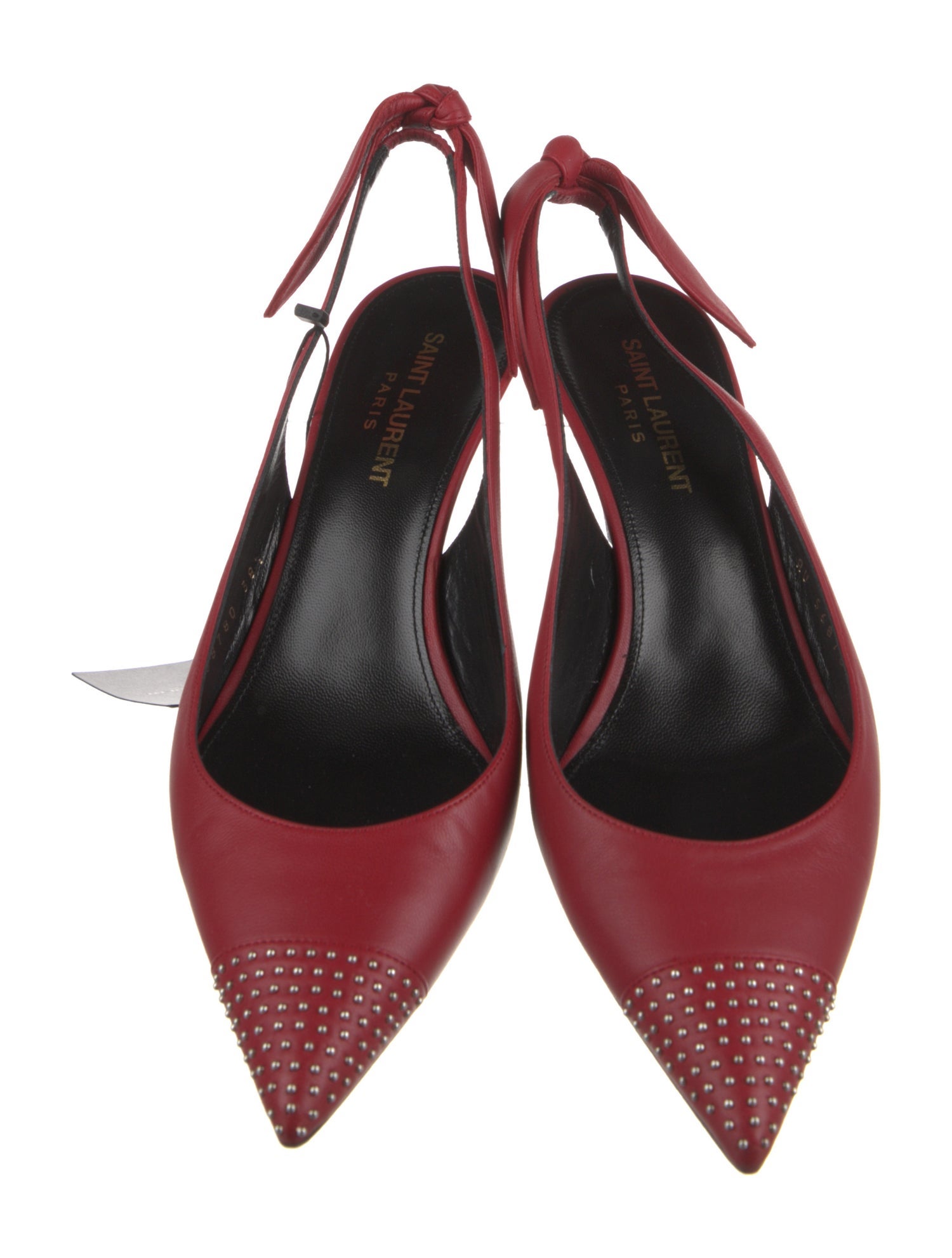 Saint Laurent Leather Bow Accents Slingback Pumps