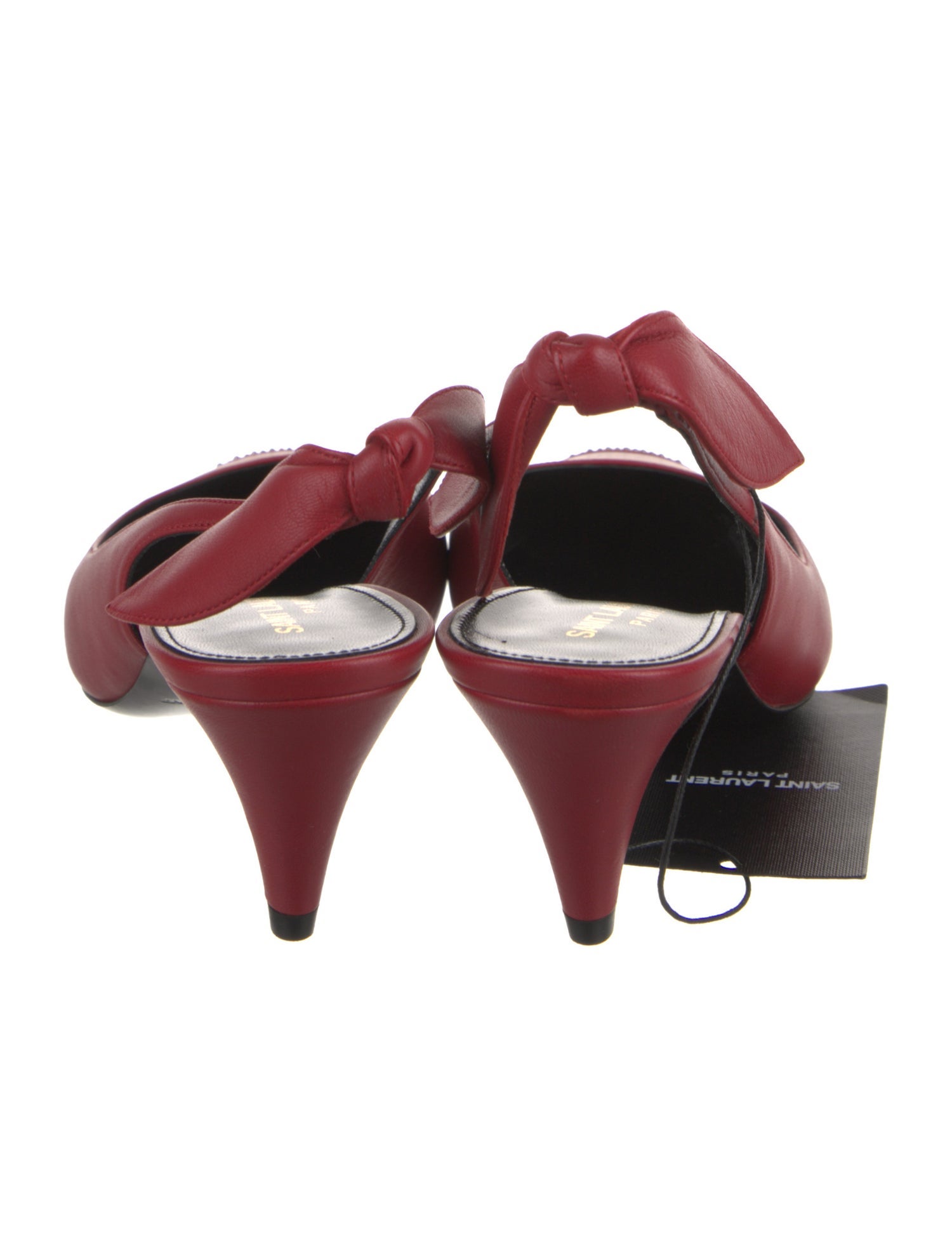 Saint Laurent Leather Bow Accents Slingback Pumps