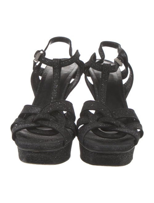 Saint Laurent Glitter Glitter Accents T-Strap Sandals