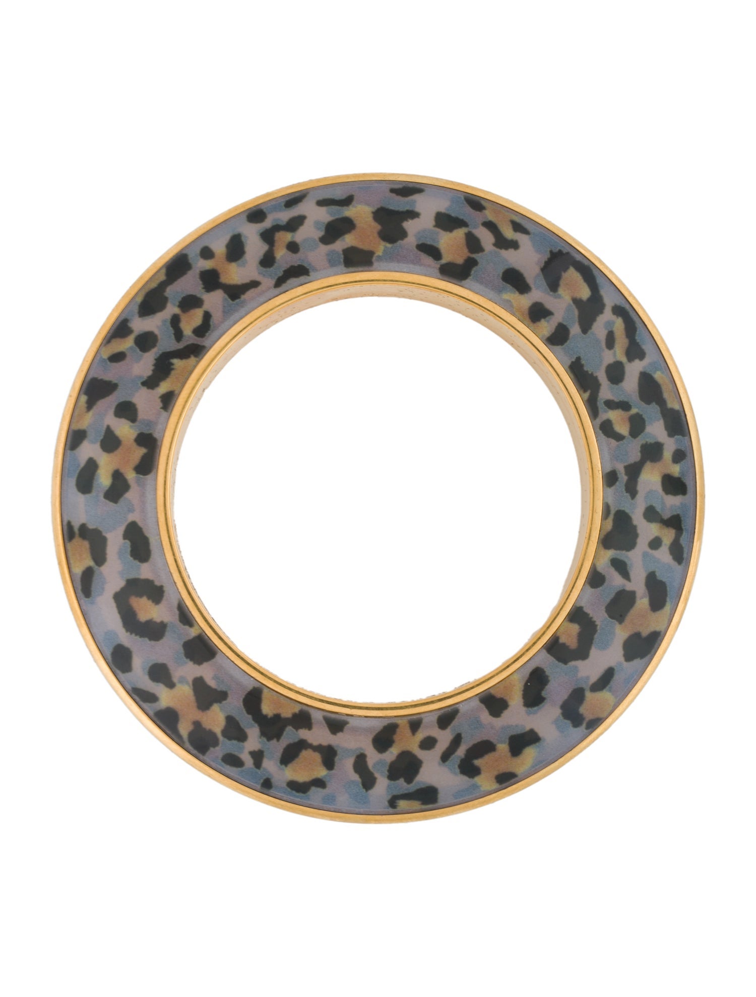 Saint Laurent Wide Animal Printed Enamel Bangle Bracelet