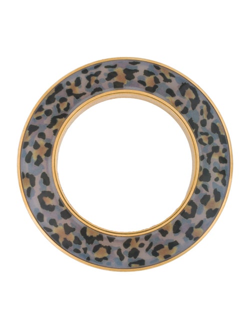 Saint Laurent Wide Animal Printed Enamel Bangle Bracelet