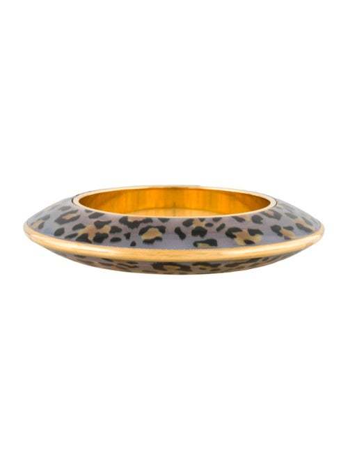 Saint Laurent Wide Animal Printed Enamel Bangle Bracelet