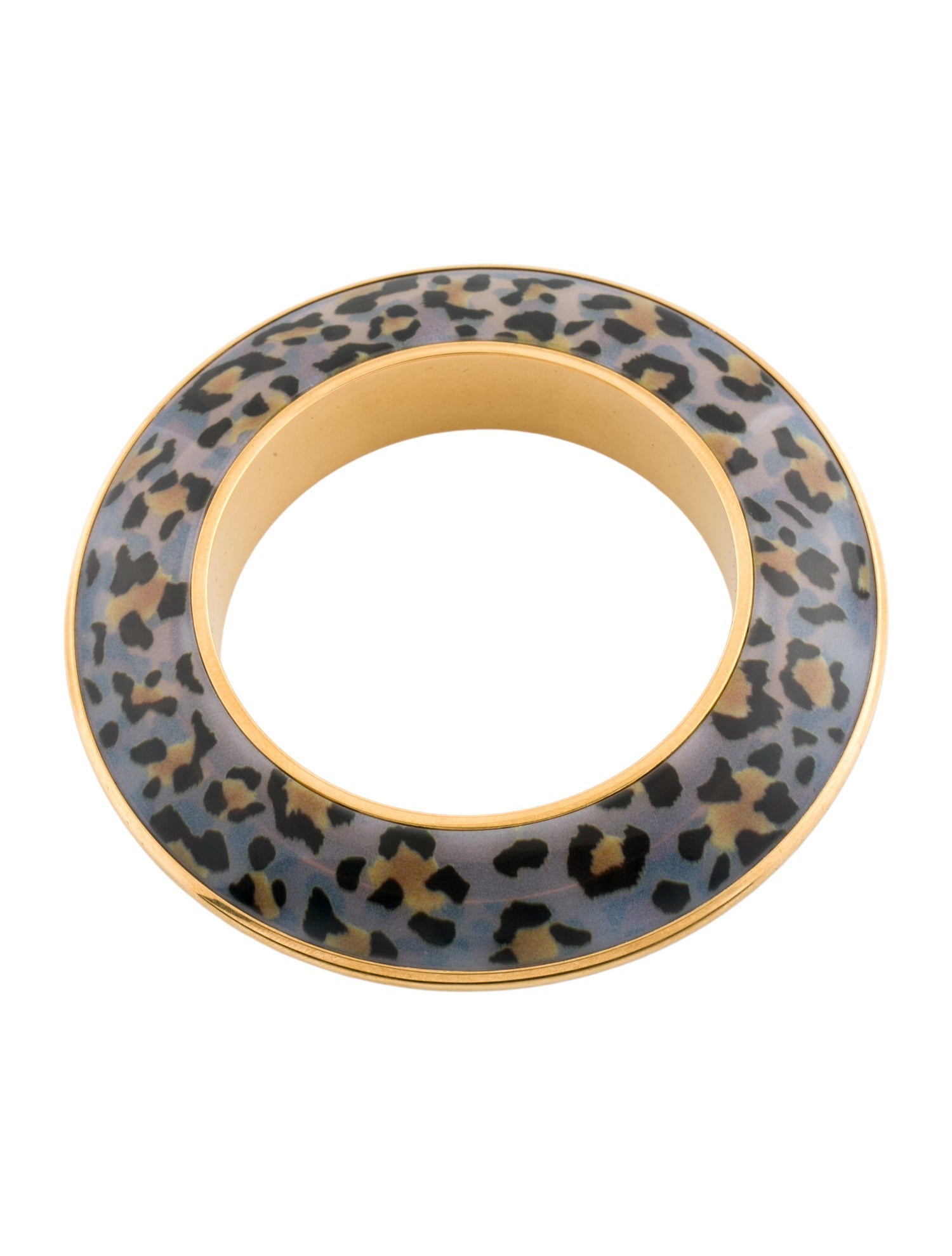 Saint Laurent Wide Animal Printed Enamel Bangle Bracelet