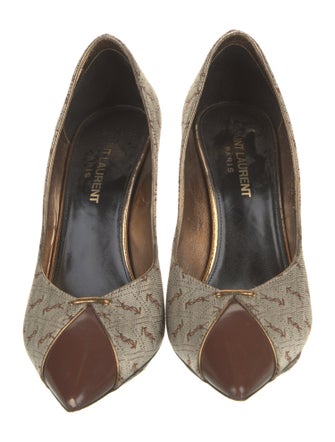Saint Laurent Canvas Printed Pumps