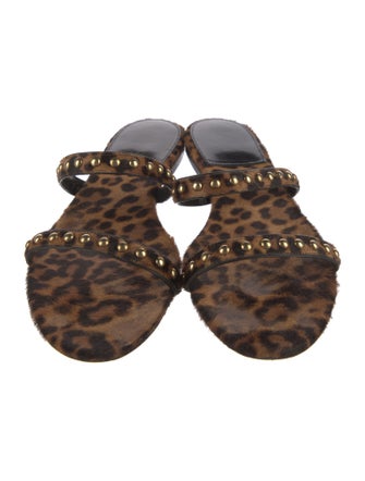 Saint Laurent Ponyhair Animal Print Slides
