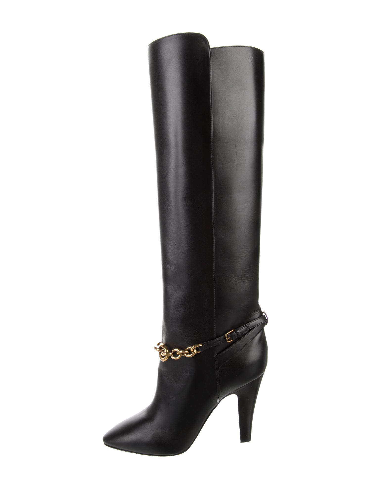 Saint Laurent Leather Chain-Link Accents Boots