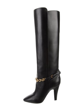 Saint Laurent Leather Chain-Link Accents Boots